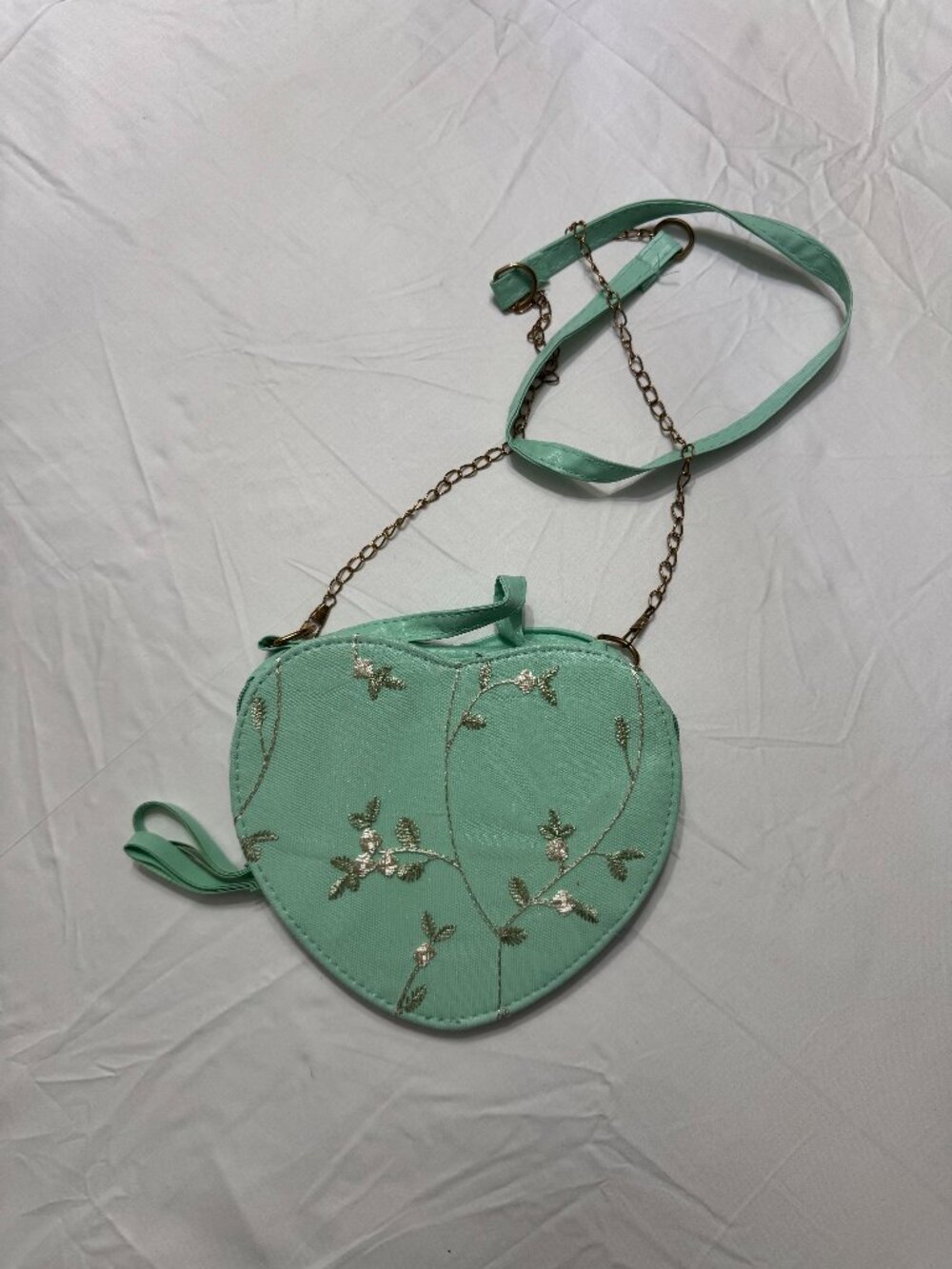 SHEIN Mint Green Heart-Shaped Embroidered Crossbody Bag Women's